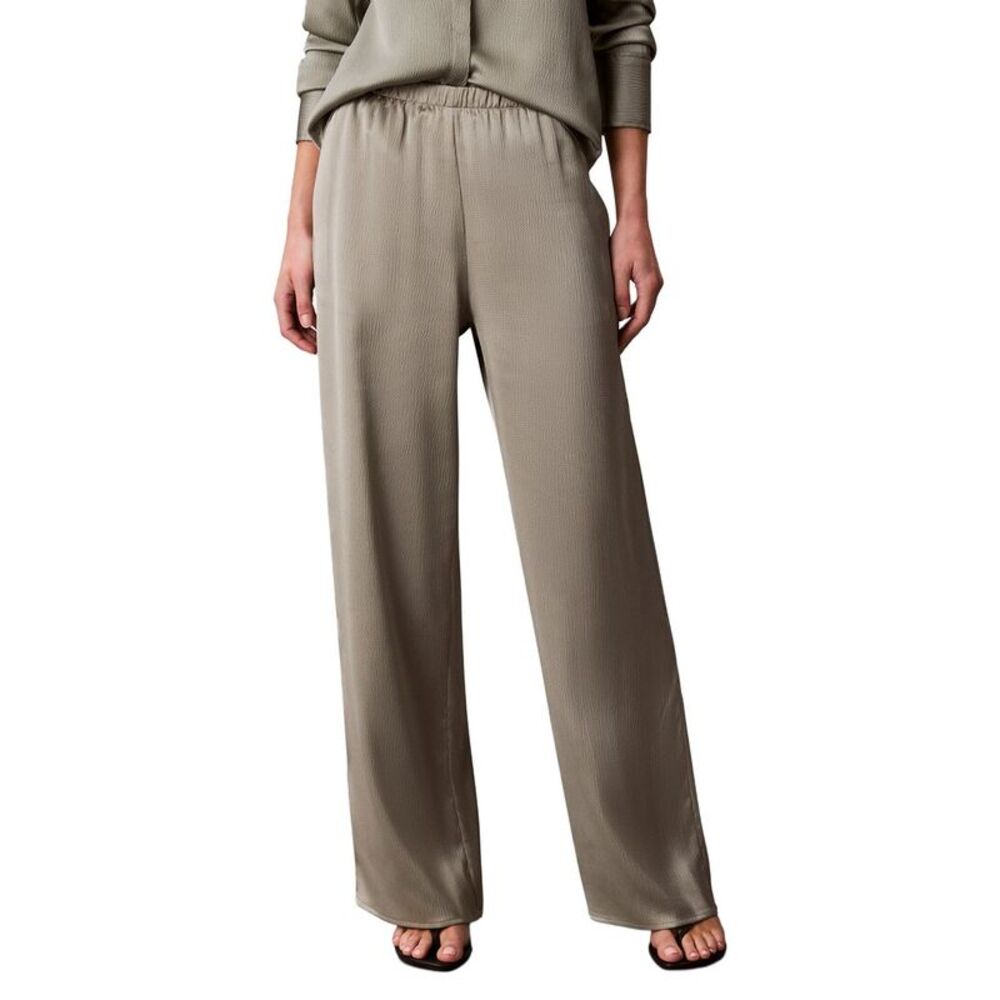 Calvin Klein Womens Hammered Satin Pull-On Pant, Grey